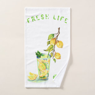 Fresh Lemon Drink Bath Towels - Custom Text