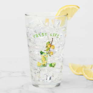 Fresh Lemon Drink Glass - Custom Text