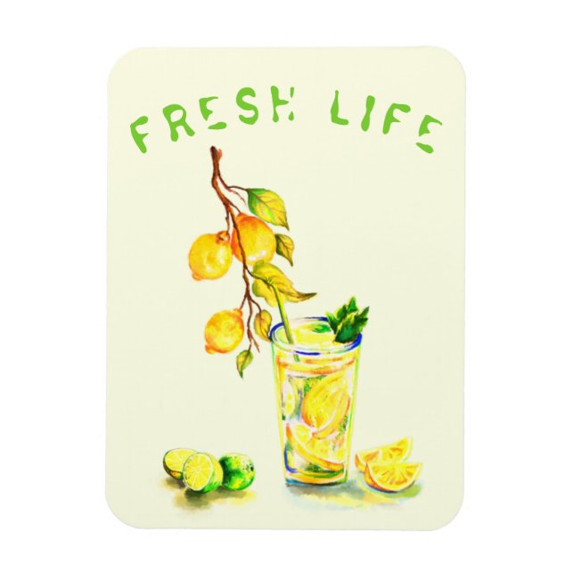 Fresh Lemon Drink Magnet Gift - Custom Text (Vertical)