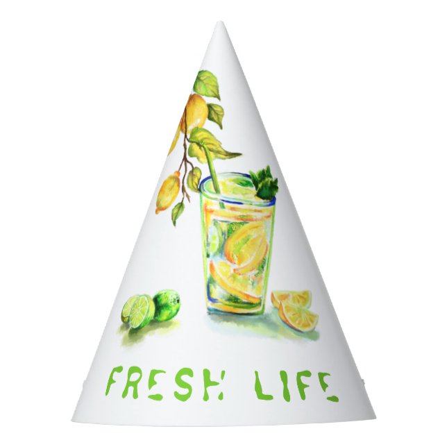 Fresh Lemon Drink Paper Party Hat - Custom Text (Front)