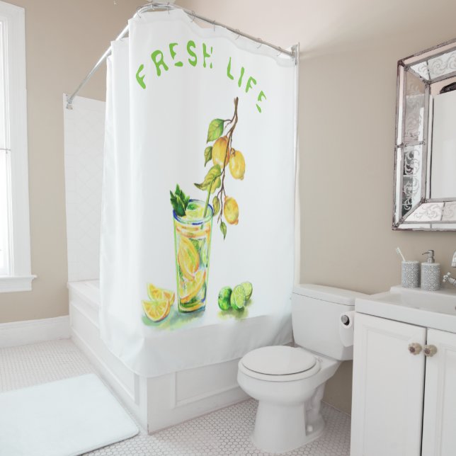 Fresh Lemon Drink Shower Curtain (In Situ)