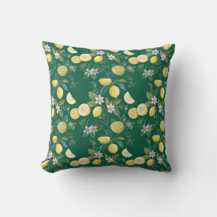 Fresh Lemon Floral Botanical Pattern Cushion