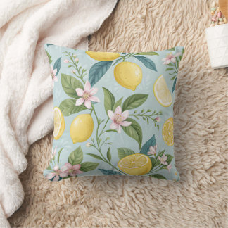 Fresh Lemon Floral Botanical Pattern  Cushion