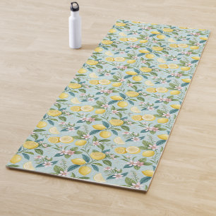 Fresh Lemon Floral Botanical Pattern Yoga Mat
