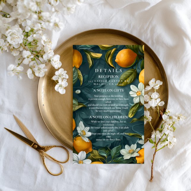 Fresh Lemon Grove Botanical Wedding Enclosure Card (Creator Uploaded)