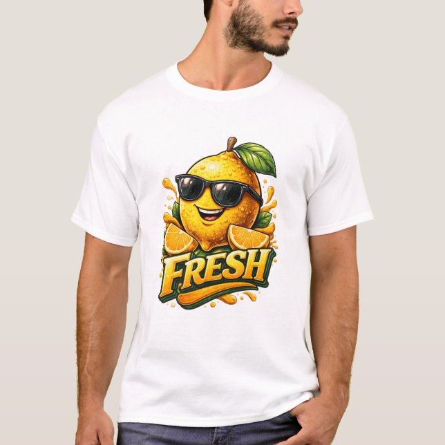 Fresh Lemon Illustration Bright Minimal Summer  T-Shirt (Front)