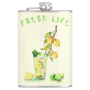 Fresh Lemon Juice Cool Drink Lemonade Summer Party Hip Flask