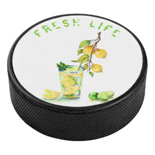 Fresh Lemon Juice Cool Drink Lemonade Summer Party Hockey Puck