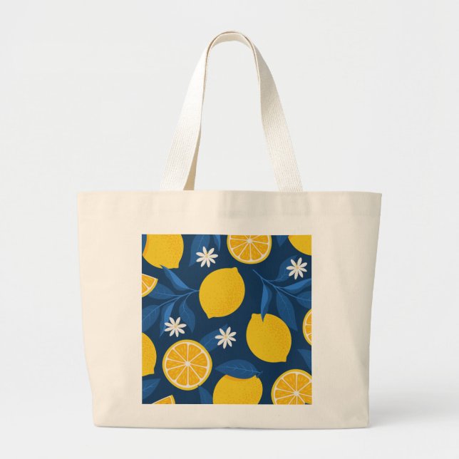 Fresh Lemon Pattern Tote Bag – Citrus Summer Desig (Front)
