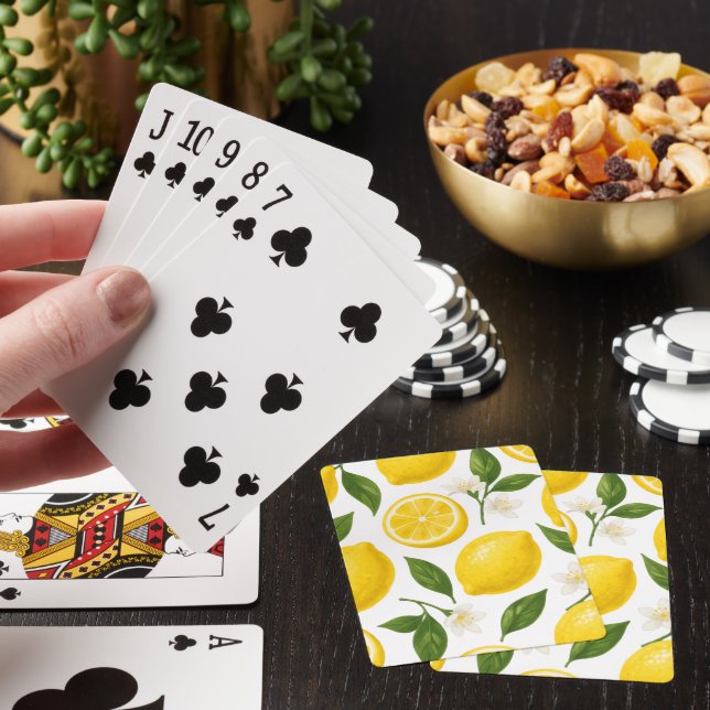 Fresh Lemon Pattern with Leaves & Blossoms  Playing Cards (In Situ)