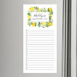 Fresh Lemon Shopping List  Magnetic Notepad<br><div class="desc">Lined and checkmark box market shopping list design featuring a watercolor lemon frame personalised with your name.</div>