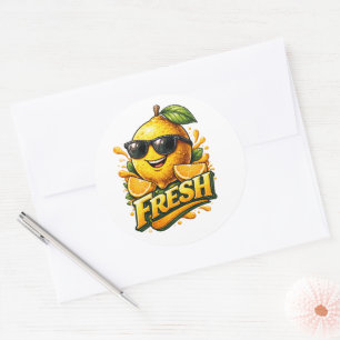 Fresh Lemon Summer Vibes Cute Citrus Character  Classic Round Sticker