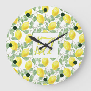 Fresh Lemon Tree Monogrammed Decor Gifts Newlyweds Large Clock