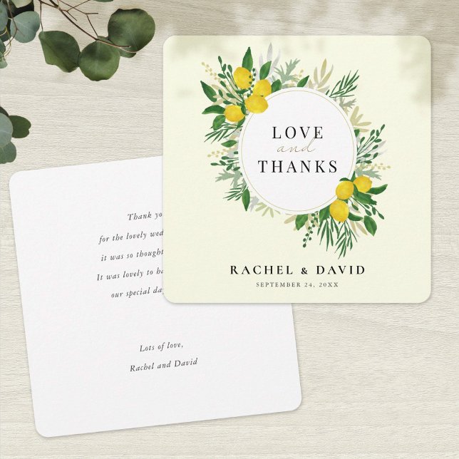 Fresh Lemon Wedding Love and Thanks Card (Creator Uploaded)