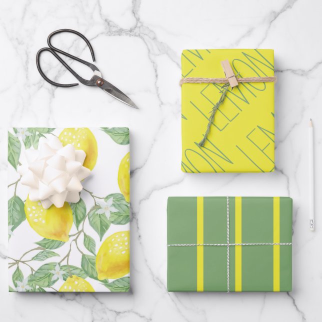 Fresh Lemon Wrapping Paper Sheet Set (Front)