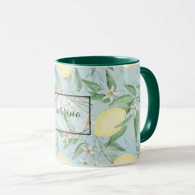 Fresh lemon yellow citrus mug (Front Right)