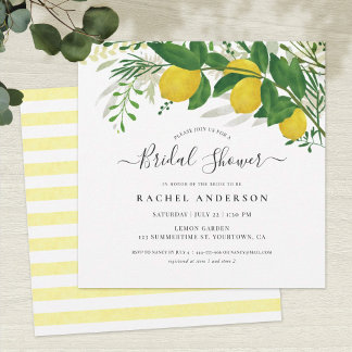 Fresh Lemons and Leaves Bridal Shower  Card