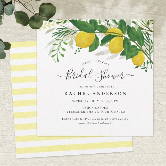 Fresh Lemons and Leaves Bridal Shower  Card (Creator Uploaded)