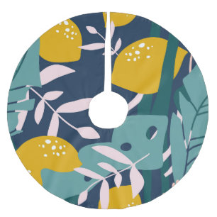 Fresh Lemons: Overlapping Vintage Pattern Brushed Polyester Tree Skirt