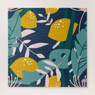 Fresh Lemons: Overlapping Vintage Pattern Jigsaw Puzzle