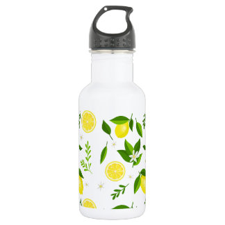Fresh lemons with flowers and leaves 532 ml water bottle