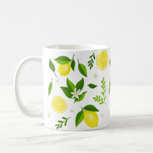 Fresh lemons with flowers and leaves coffee mug