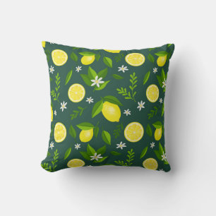 Fresh lemons with flowers and leaves cushion