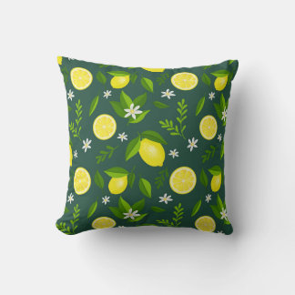 Fresh lemons with flowers and leaves cushion