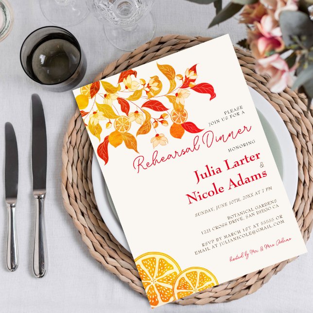 Fresh Lemony Love Citrus Foliage Rehearsal Dinner Invitation (Creator Uploaded)