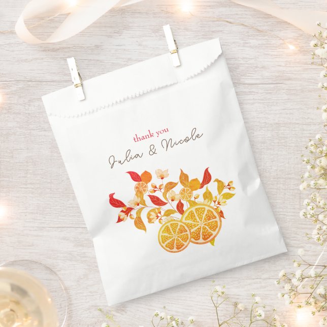 Fresh Lemony Love Citrus Foliage Wedding Favour Bags (Clipped)