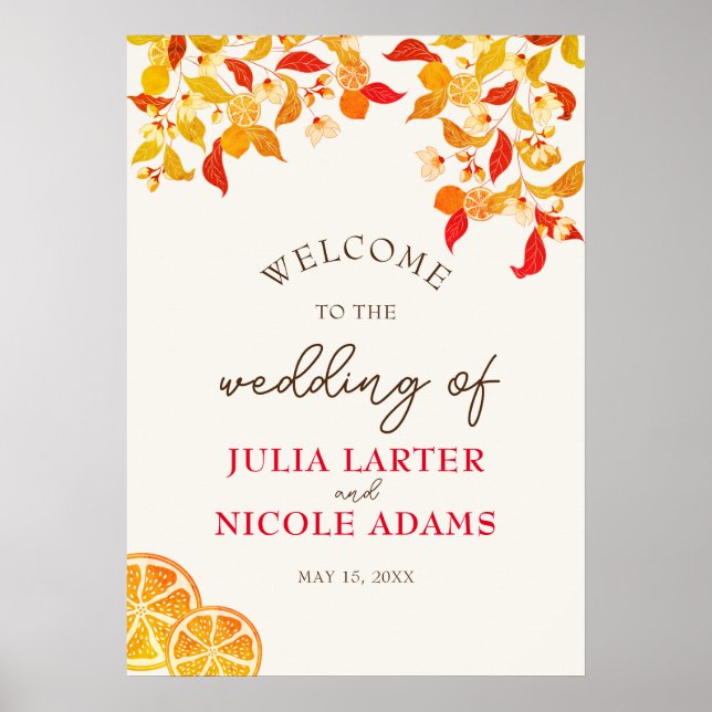 Fresh Lemony Love Citrus Foliage Wedding Poster (Front)