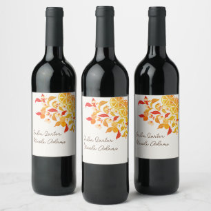 Fresh Lemony Love Citrus Foliage Wedding Wine Label