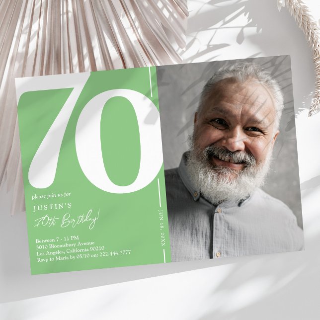 Fresh Lime Green 70th Birthday Invitation (Creator Uploaded)