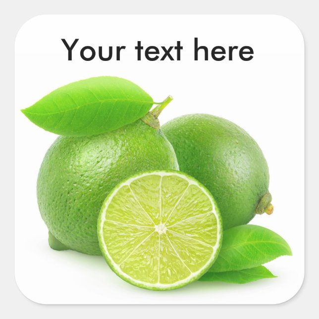 Fresh limes whole and cut square sticker (Front)