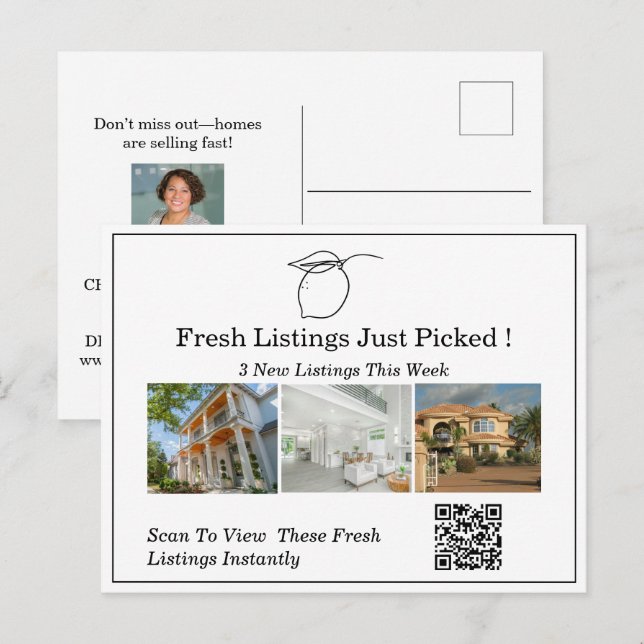 Fresh Listings Just Picked Summer Real Estate  Postcard (Front/Back)