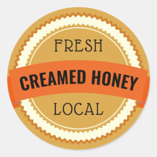 Fresh Local Creamed Honey Jar Amber Classic Round Sticker