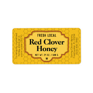 Fresh Local Red Clover Honey Jar Label