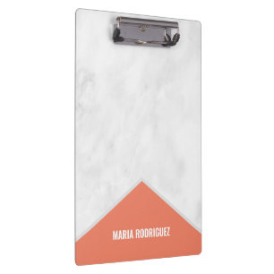 Fresh Look Name Customise White Marble Clipboard