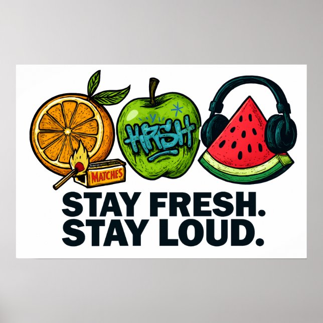 Fresh & Loud Pop‑Art Fruit Poster (Front)