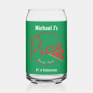 Fresh Made Pizza Pizzeria Can Beer Glass