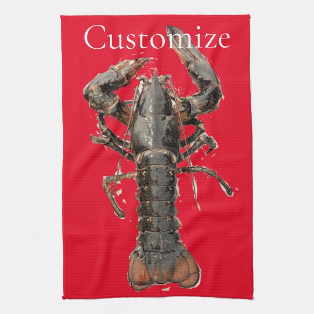 Fresh Maine Lobster Thunder_Cove Tea Towel (Vertical)