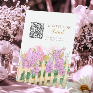 Fresh market honeymoon fund sign, qr code bridal pedestal sign