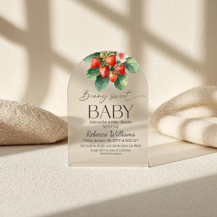 Fresh Market Strawberry Berry Sweet Baby Shower Acrylic Invitations