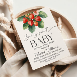 Fresh Market Strawberry Berry Sweet Baby Shower Invitation