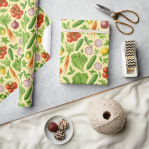 Fresh Market Vegetable Wrapping Paper Foodie Gif