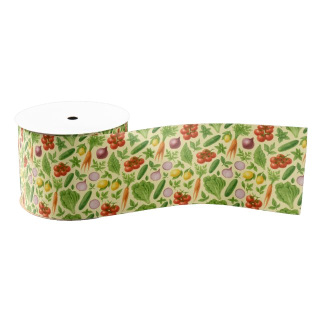 Fresh Market Veggie Ribbon — Soft Lemon Grosgrain Ribbon (Spool)
