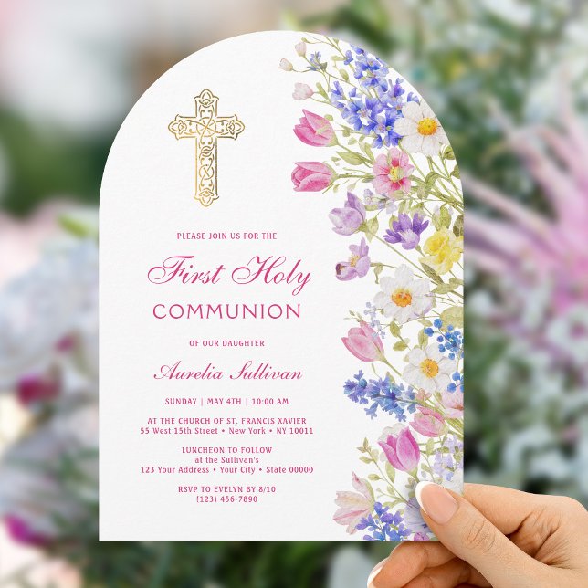 Fresh Meadow Flowers Arch First Communion Invitation (Creator Uploaded)