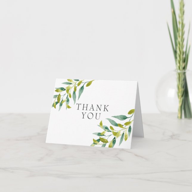 Fresh Meadow Greenery Thank You Card (Front)