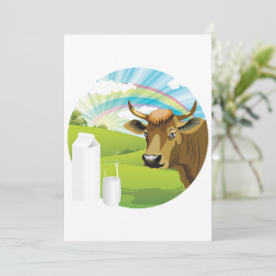 Fresh Milk Carton and Cow Farm Invitation
