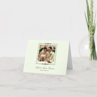 Fresh mint elegance square frame photo thank you card
